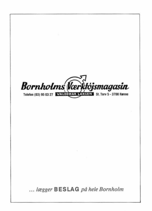 Bornholms Værktøjsmagasin ved Valdemar Larsen - Reklame 1984