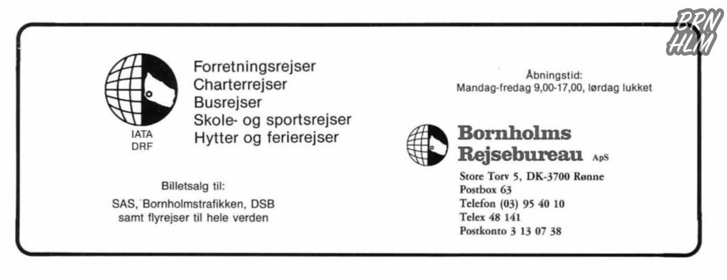 Bornholms Rejsebureau - Reklame 1984