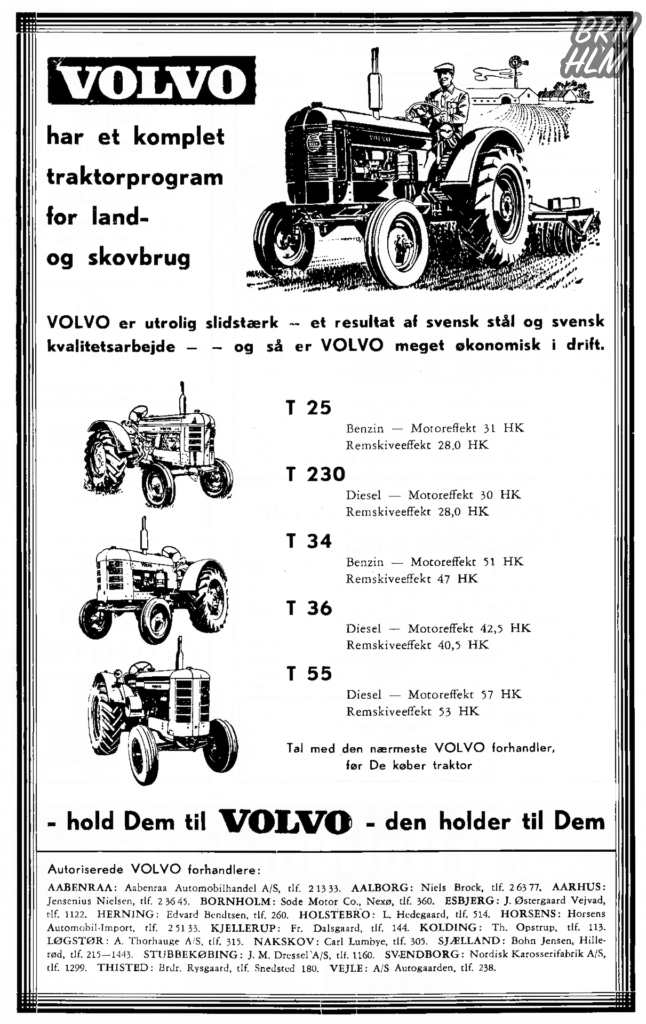 En reklame for Volvo traktorer fra Sode Motor Co. - 1957